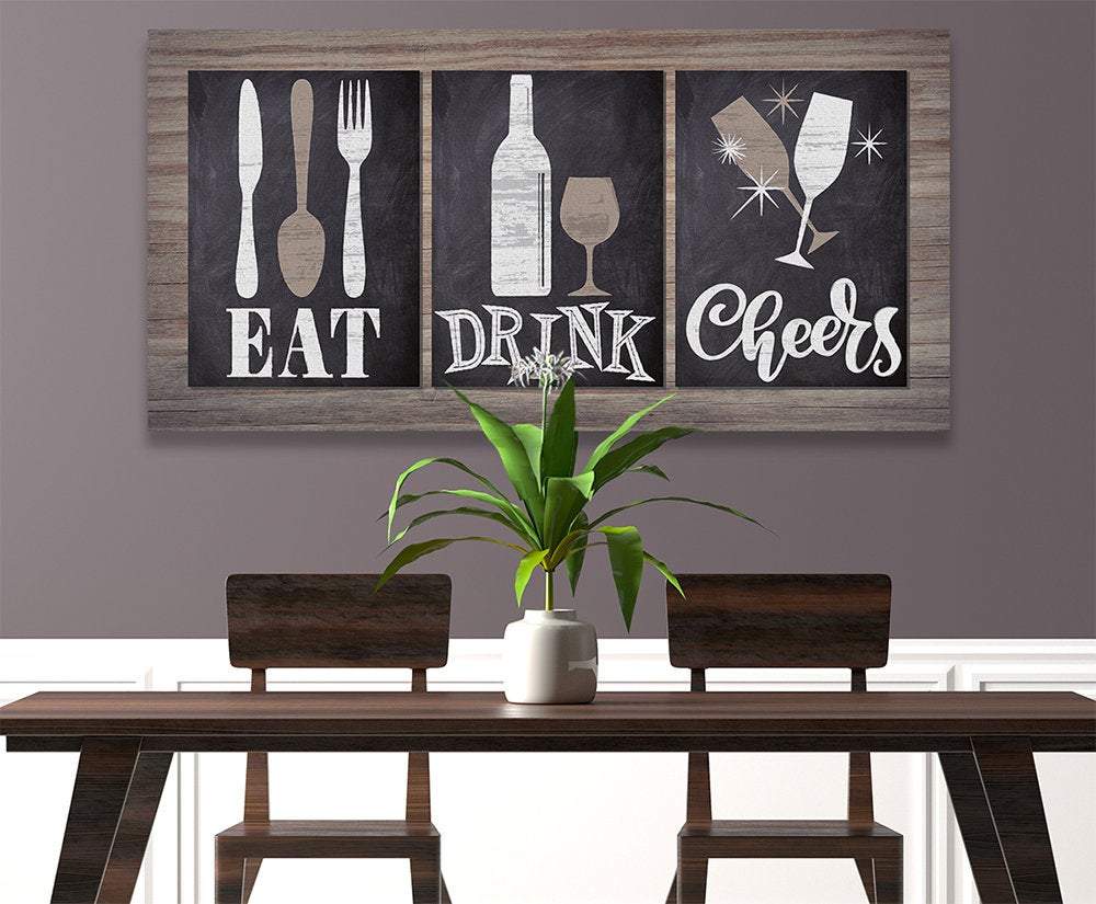 Eat Drink Cheers - Canvas | Lone Star Art.