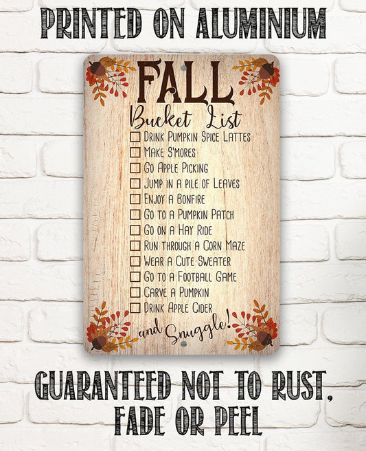 Fall Bucket List - Metal Sign | Lone Star Art.