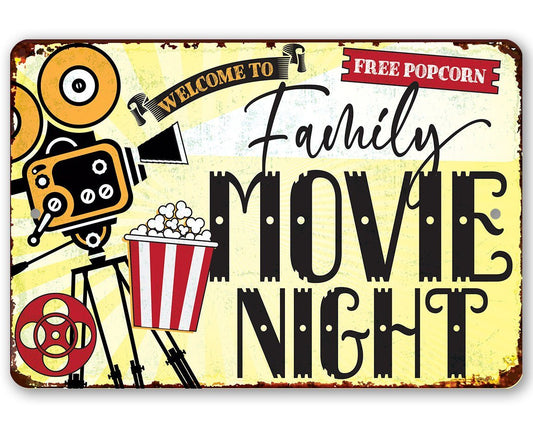 Family Movie Night - Metal Sign | Lone Star Art.