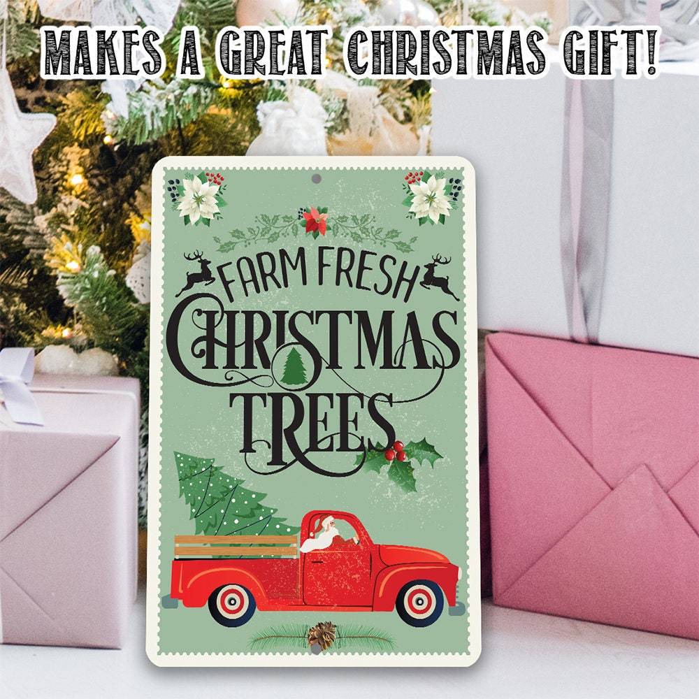 Farm Fresh Christmas Trees - Metal Sign | Lone Star Art.