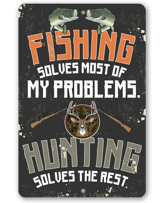 Fishing and Hunting - Metal Sign | Lone Star Art.