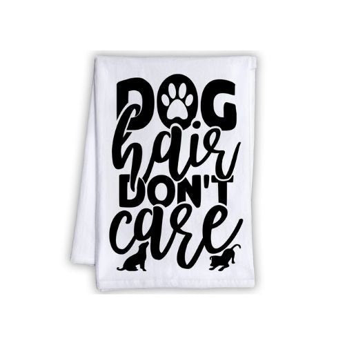 Funny Kitchen Tea Towels - Dog Hair Don't Care - Humorous Fun Sayings - Cute Housewarming Gift/Fun Home Decor Lone Star Art