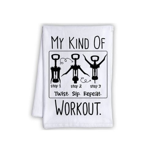 Funny Kitchen Tea Towels - My Kind Of Workout, Twist, Sip, Repeat - Humorous Fun Sayings - Cute Housewarming Gift/Fun Home Decor Lone Star Art