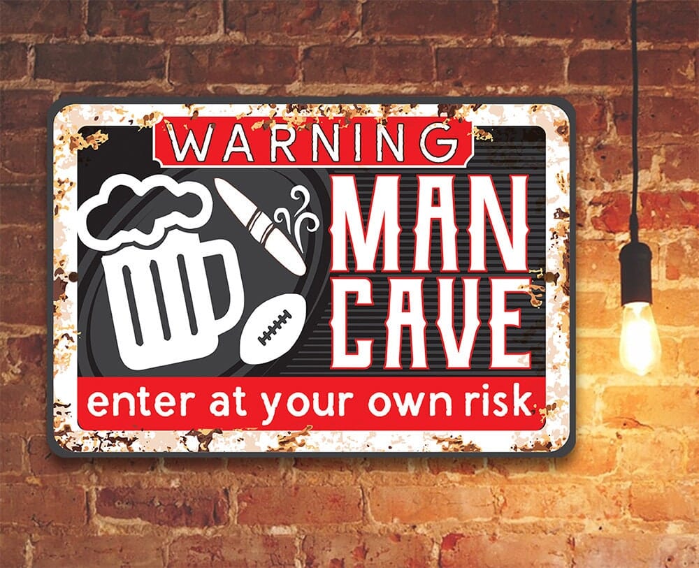 Funny Signs for Man Cave Durable Metal Décor - Enter At Your Own Risk - Signs - 8" x 12" or 12" x 18" Aluminum Tin Awesome Metal Poster Lone Star Art 