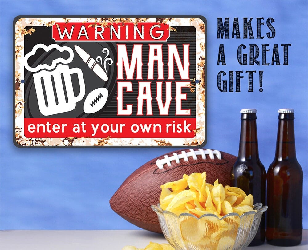 Funny Signs for Man Cave Durable Metal Décor - Enter At Your Own Risk - Signs - 8" x 12" or 12" x 18" Aluminum Tin Awesome Metal Poster Lone Star Art 