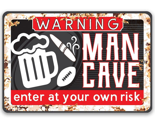 Funny Signs for Man Cave Durable Metal Décor - Enter At Your Own Risk - Signs - 8" x 12" or 12" x 18" Aluminum Tin Awesome Metal Poster Lone Star Art