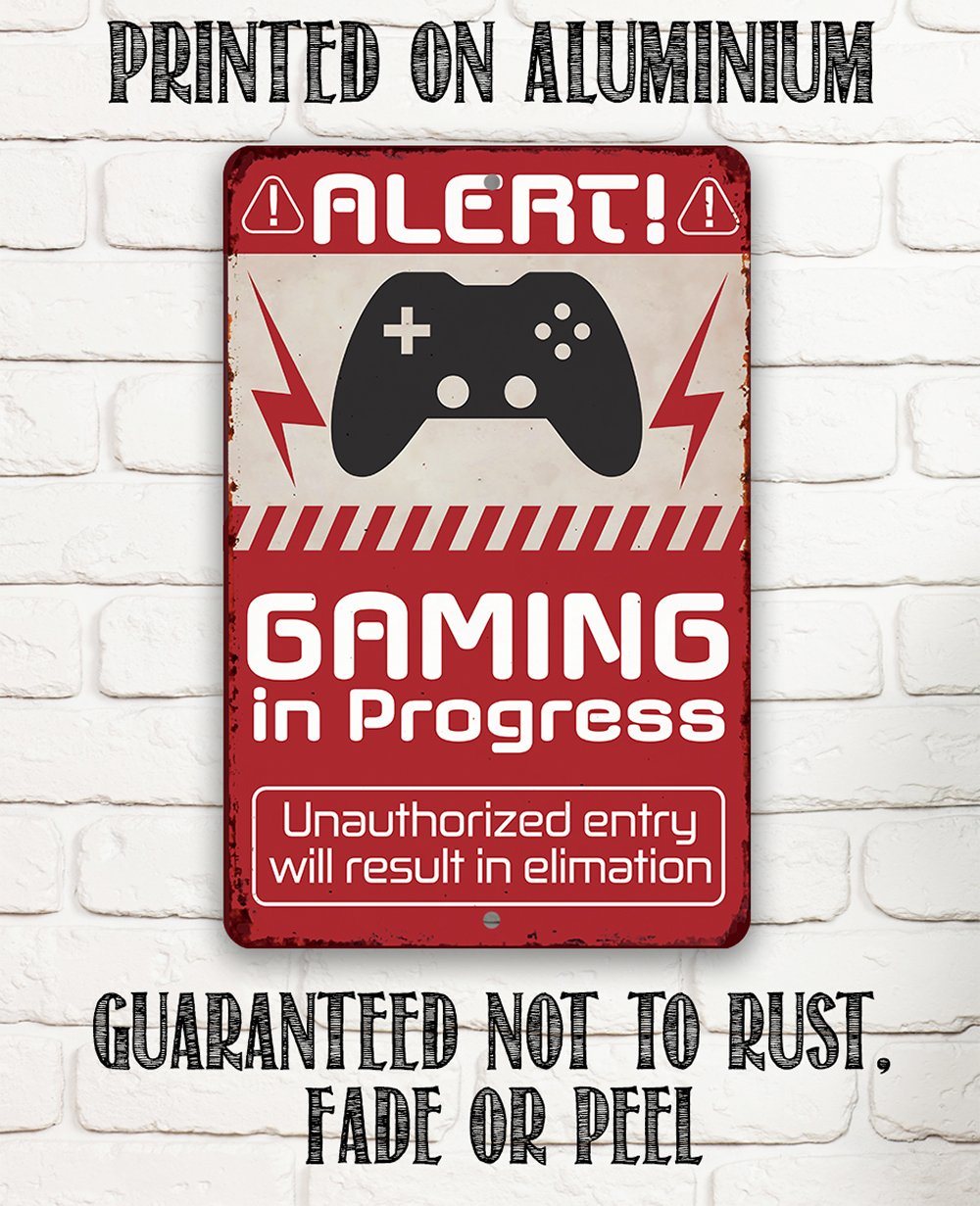 Do Not Disturb Gaming In Progress Keep Out Signs for Gaming Room Metal Sign Do Not Disturb Gaming In Progress Keep Out Signs for Gaming Room Metal Sign