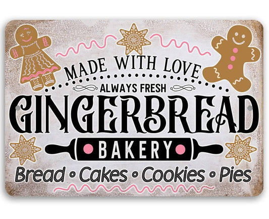 Gingerbread Bakery - Metal Sign | Lone Star Art.