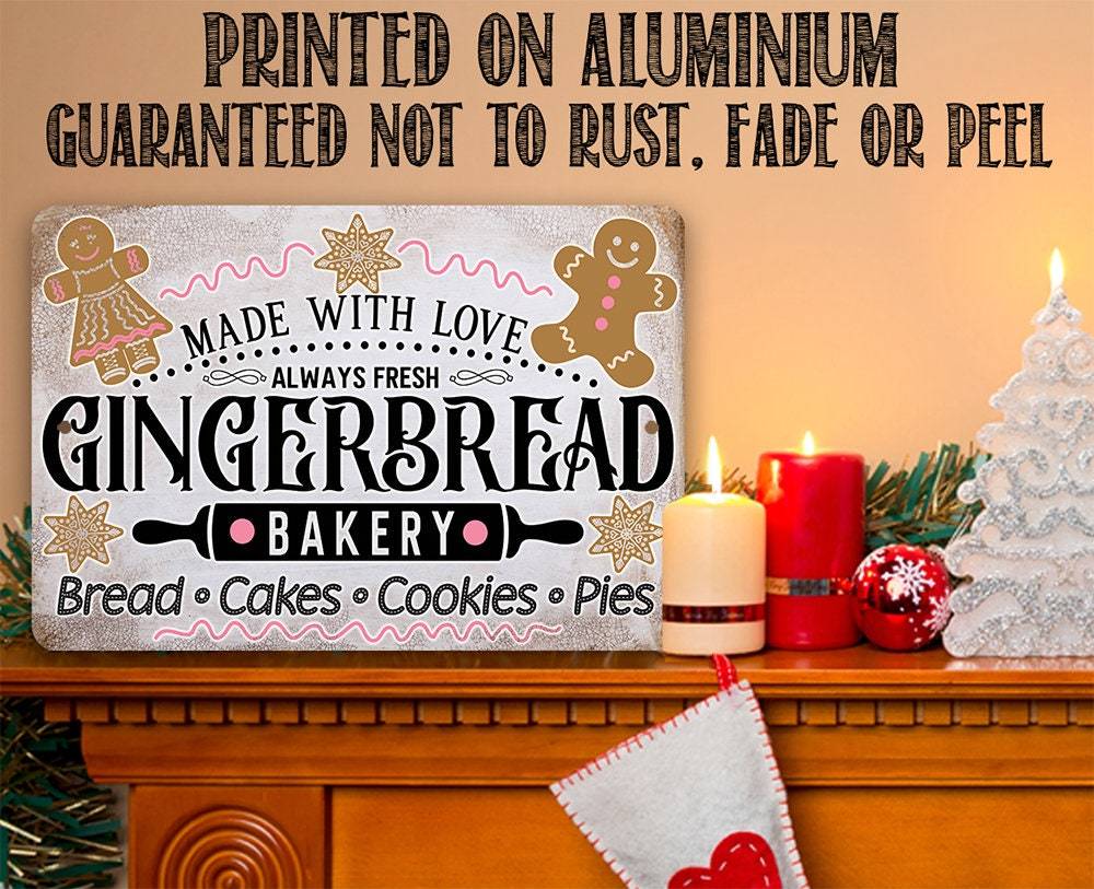 Gingerbread Bakery - Metal Sign | Lone Star Art.