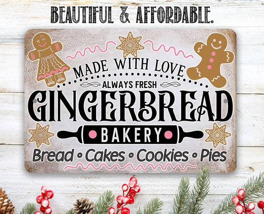 Gingerbread Bakery - Metal Sign | Lone Star Art.