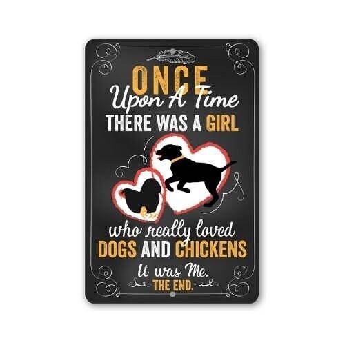 Girl Who Really Loved Dogs and Chicken - Metal Sign | Lone Star Art.