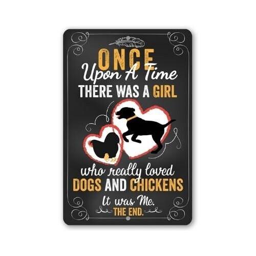 Girl Who Really Loved Dogs and Chicken - Metal Sign | Lone Star Art.