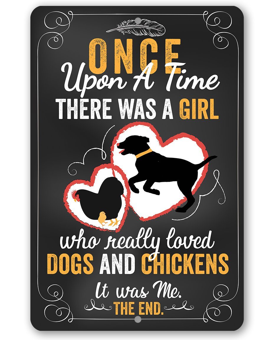 Girl Who Really Loved Dogs and Chicken - Metal Sign | Lone Star Art.