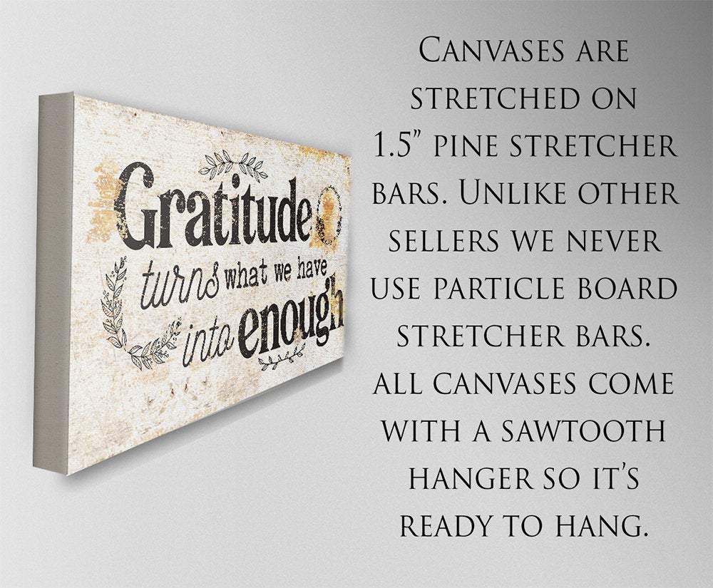 Gratitude Turns What We Have Into Enough - Canvas | Lone Star Art.