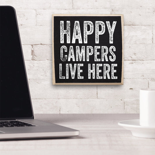 Happy Campers Live Here - Wooden Sign Wooden Sign Lone Star Art 