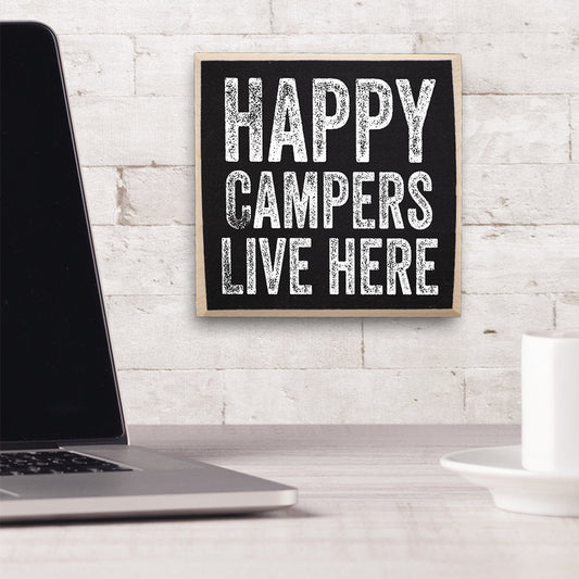 Happy Campers Live Here - Wooden Sign Wooden Sign Lone Star Art