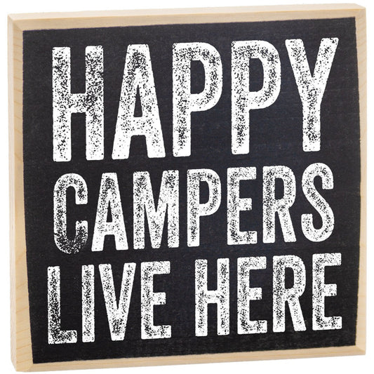 Happy Campers Live Here - Wooden Sign Wooden Sign Lone Star Art