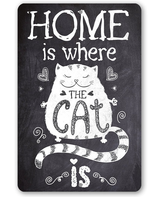 Home Is Where The Cat Is - Metal Sign | Lone Star Art.
