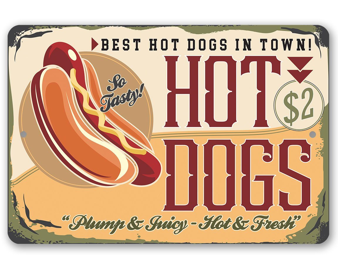 Hot Dogs Sign - Metal Sign | Lone Star Art.