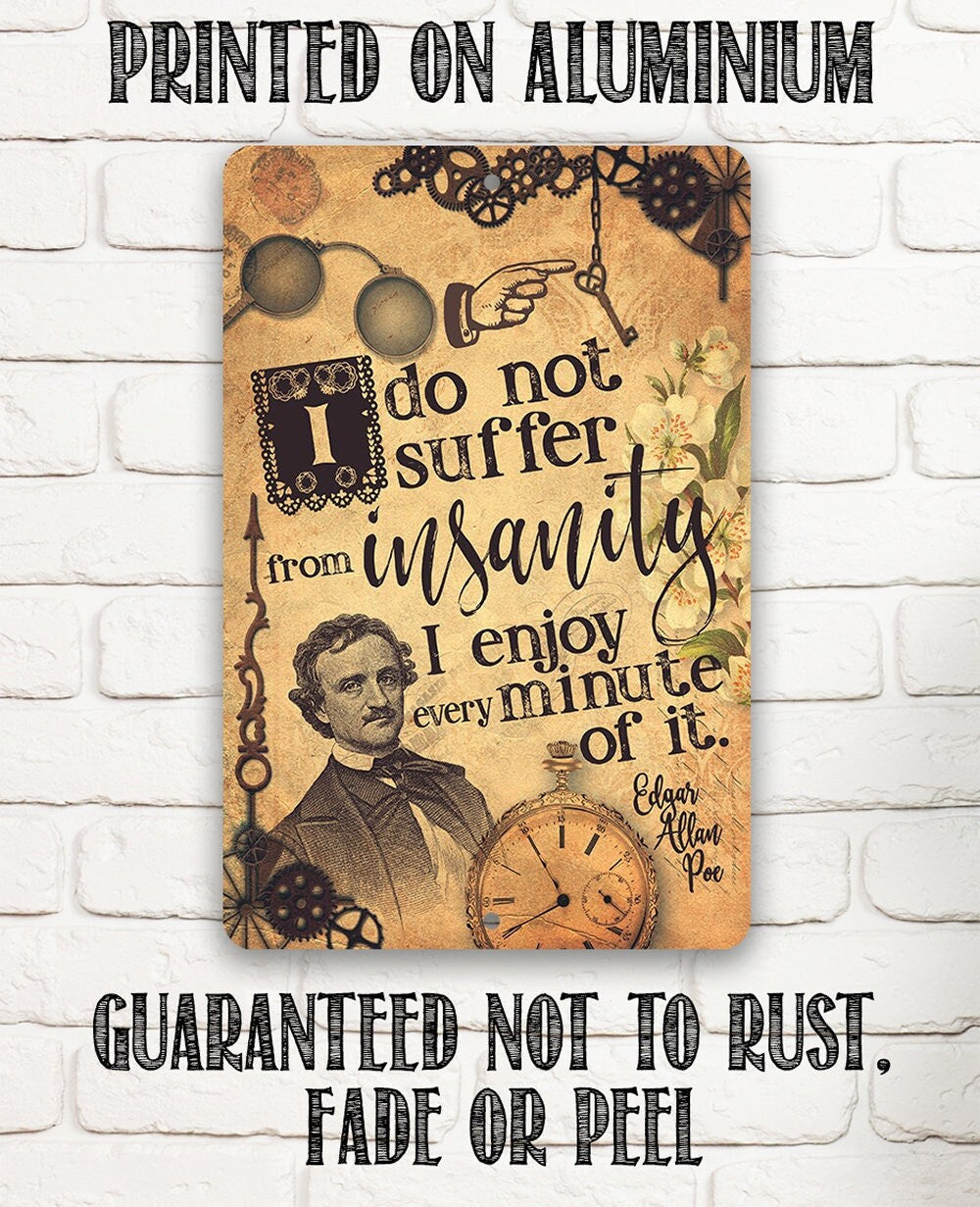 I Do Not Suffer From Insanity, I Enjoy Every Minute Of It - Edgar Allan Poe 8" x 12" or 12" x 18" Aluminum Tin Awesome Metal Poster Lone Star Art 