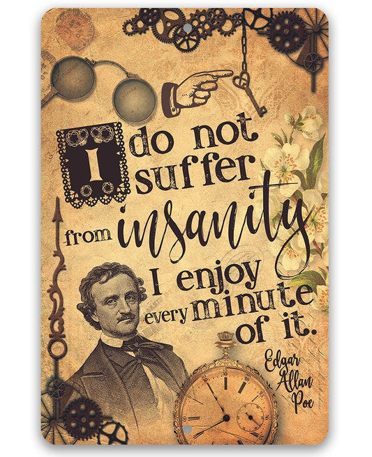 I Do Not Suffer From Insanity, I Enjoy Every Minute Of It - Edgar Allan Poe 8" x 12" or 12" x 18" Aluminum Tin Awesome Metal Poster Lone Star Art