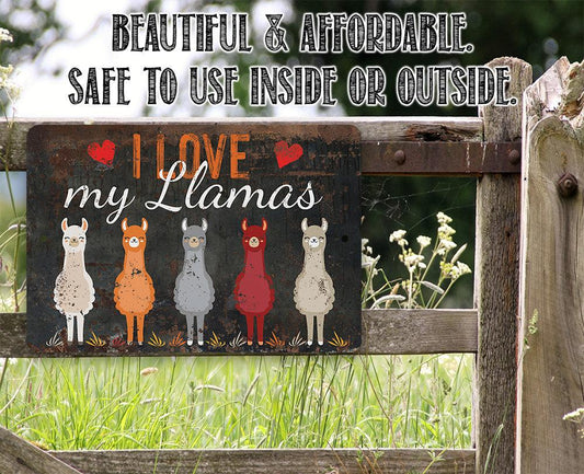 I Love My Llamas Eyes Closed - Metal Sign | Lone Star Art.