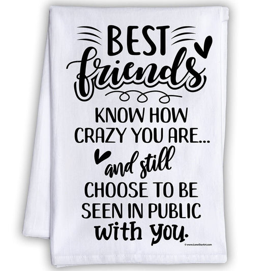 Best Friends Themed Kitchen Tea Towels- Funny Kitchen Towels Decorative Dish with Sayings, Kitchen Gifts -Multi-Use Cute Towels - Great Gift