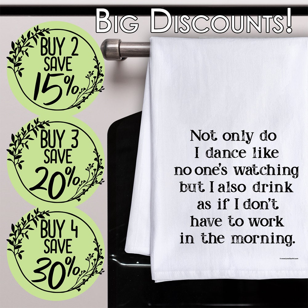 Wine Themed Kitchen Tea Towels - Towels Decorative Dish Towels with Sayings, Funny Housewarming Kitchen Gifts - Dance like No One's Watching