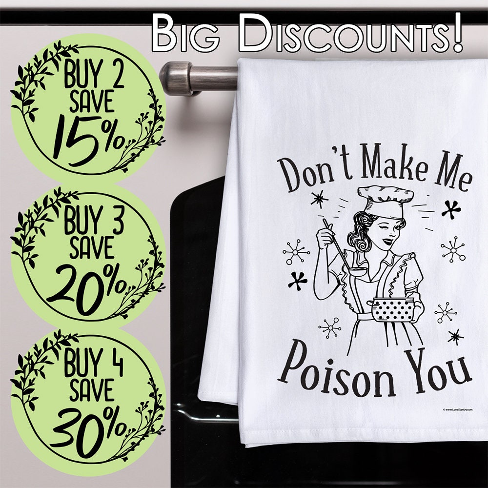 Funny Joked Themed Kitchen Tea Towels - Don't Make Me Poison You Kitchen Towels Decorative Dish Towels with Sayings, Gifts- Multi-Use Towels