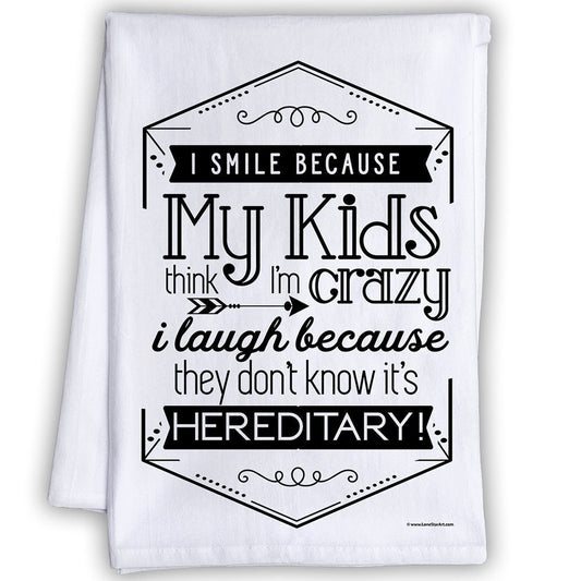 Funny Joked Themed Kitchen Tea Towels -Funny Kitchen Towels My Kids Think I'm Crazy Decorative Dish with Sayings, Housewarming Kitchen Gifts