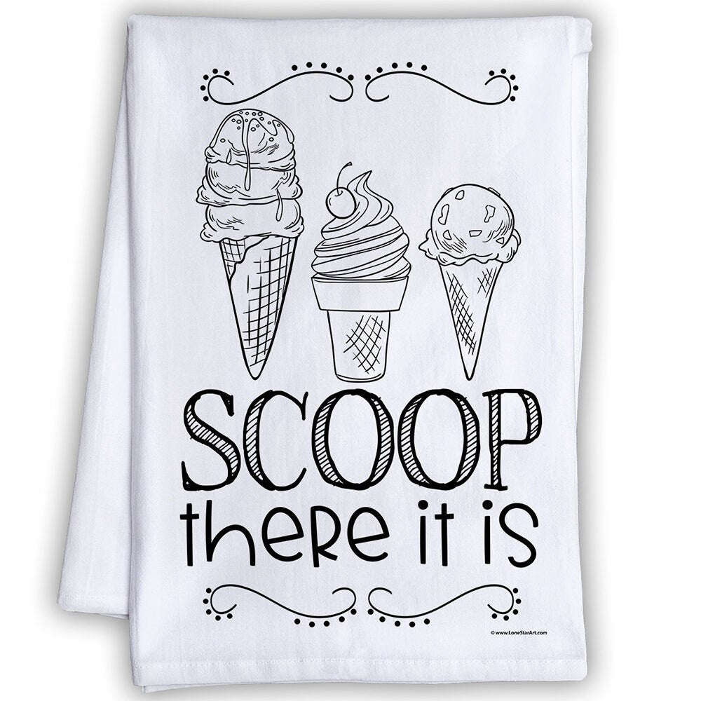 Funny Kitchen Tea Towels - Funny Towels Decorative Dish Towels with Sayings, Funny Housewarming Gifts - Kitchen Towels - Scoop There It Is