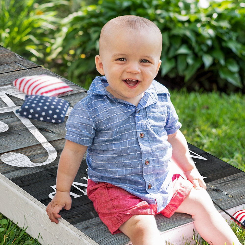 Personalized-Cornhole Wraps for Boards Vinyl Decals (Set of 2) Family Giant Initial -Bean Bag Toss Wrap Stickers Skins (Boards Not Included)