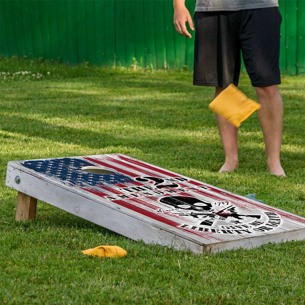 Cornhole Board Wraps and Decals for Boards Set of 2 Corn Hole Decal, 25+ Designs Professional Vinyl Decal Covers Sticker (2nd Amendment)