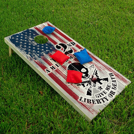 Cornhole Board Wraps and Decals for Boards Set of 2 Corn Hole Decal, 25+ Designs Professional Vinyl Decal Covers Sticker (2nd Amendment)