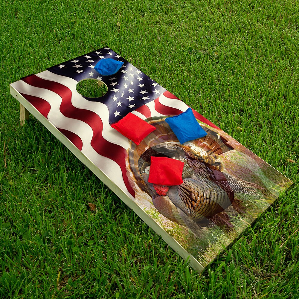 Set of 2 Cornhole Wraps for Boards Vinyl Decals - Corn Hole Bean Bag Toss Wrap Stickers Skins (Boards Not Included) (Turkey Hunting)