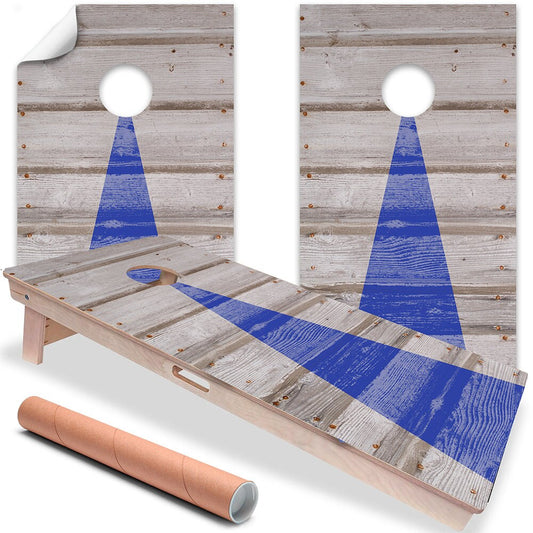 Cornhole Board Wraps & Decals for Boards Set of 2 Corn Hole Decal, 25+ Designs Professional Decal Covers Sticker Vinyl (Blue Arrow Wrap)