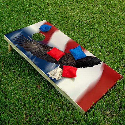 Cornhole Wraps for Boards Vinyl Decals (Set of 2) - 25+ Designs Corn Hole Bean Bag Toss Wrap Stickers Skins Boards Not Included Flying Eagle