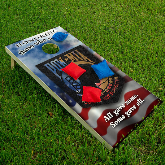 Cornhole Board Wraps & Decals for Boards Set of 2 Corn Hole Decal, 25+ Designs Skins Professional Covers Sticker Vinyl POW MIA American Flag