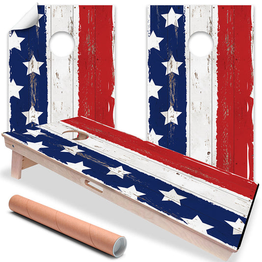 Cornhole Wraps for Boards Vinyl Decals Set of 2-25+ Designs Corn Hole Bean Bag Toss Wrap Sticker Skins Boards Not Included Stars and Stripes