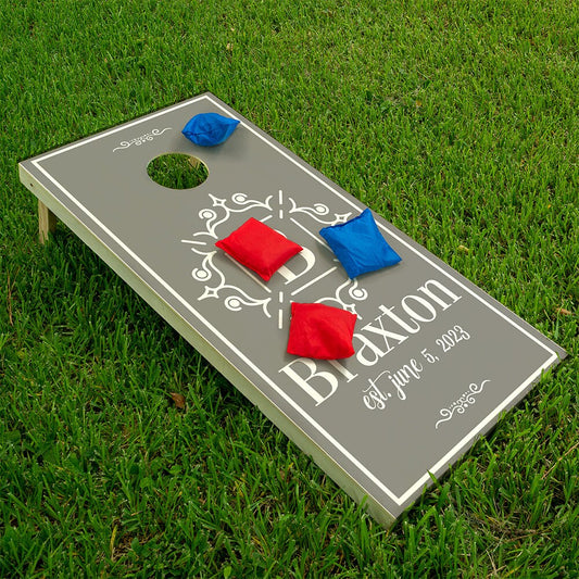 Personalized - Cornhole Wraps for Boards Vinyl Decals (Set of 2) Monogram Initial - Bean Bag Toss Wrap Stickers Skins (Boards Not Included)