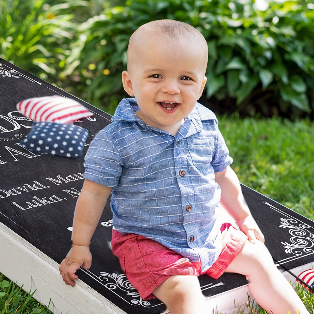 Personalized - Cornhole Wraps for Boards Vinyl Decals (Set of 2) Family Names - Bean Bag Toss Wrap Stickers Skins (Boards Not Included)