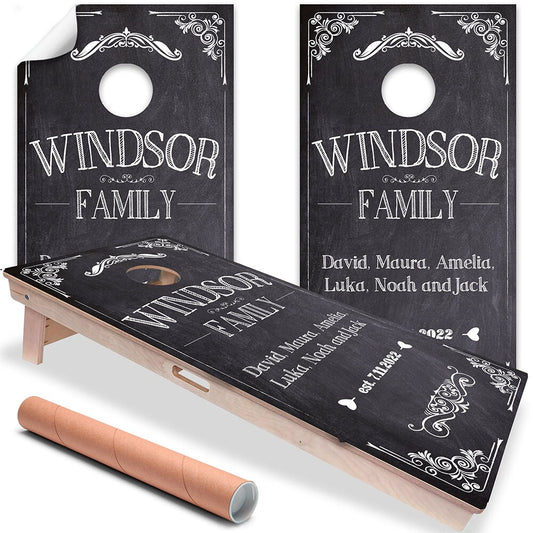 Personalized - Cornhole Wraps for Boards Vinyl Decals (Set of 2) Family Names - Bean Bag Toss Wrap Stickers Skins (Boards Not Included)