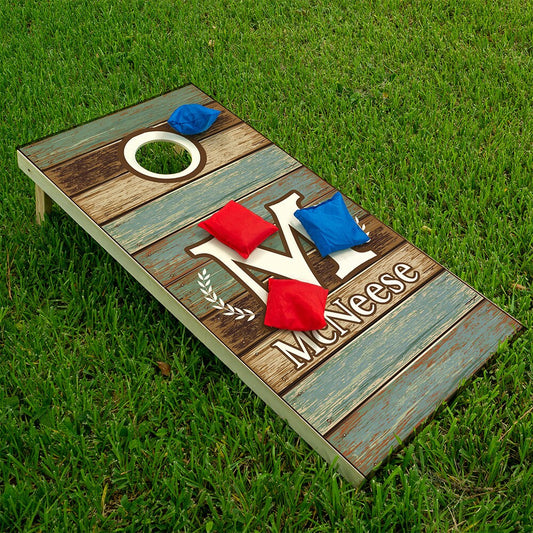 Personalized - Cornhole Wraps for Boards Vinyl Decals (Set of 2) Family Initial - Bean Bag Toss Wrap Stickers Skins (Boards Not Included)