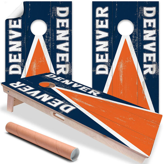 Cornhole Board Wraps and Decals for Boards Set of 2 Skins Professional Vinyl Covers Sticker - Denver Football Tailgating Decal