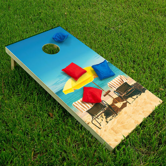 Cornhole Board Wraps and Decals for Boards Set of 2 Skins Professional Vinyl Covers Sticker - Chair Summer Beach House Sand Tailgating Decal