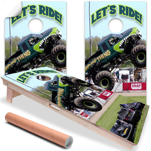 Cornhole Board Wraps and Decals for Boards Set of 2 Skins Professional Vinyl Covers Sticker -Monster Truck Off-road Vehicle Tailgating Decal