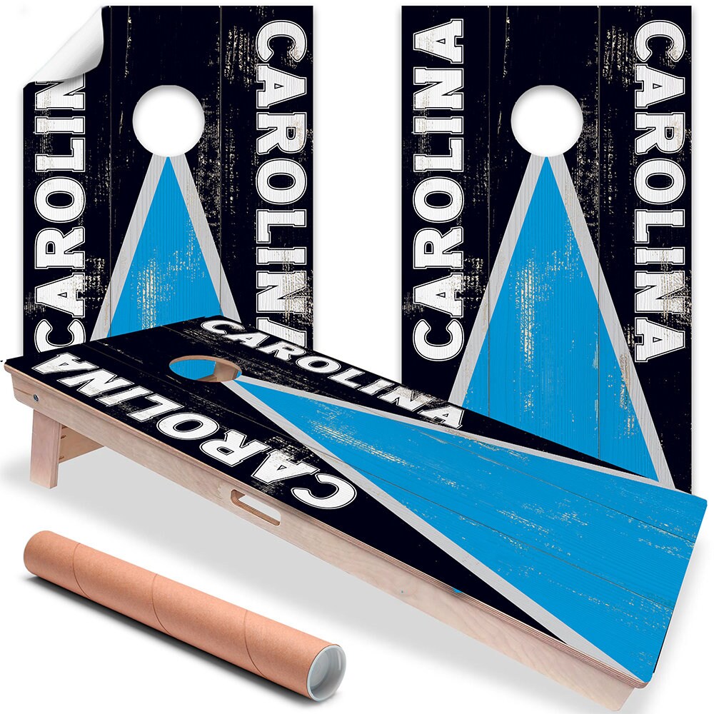 Cornhole Board Wraps and Decals for Boards Set of 2 Skins Professional Vinyl Covers Sticker - Carolina Football Tailgating Decal