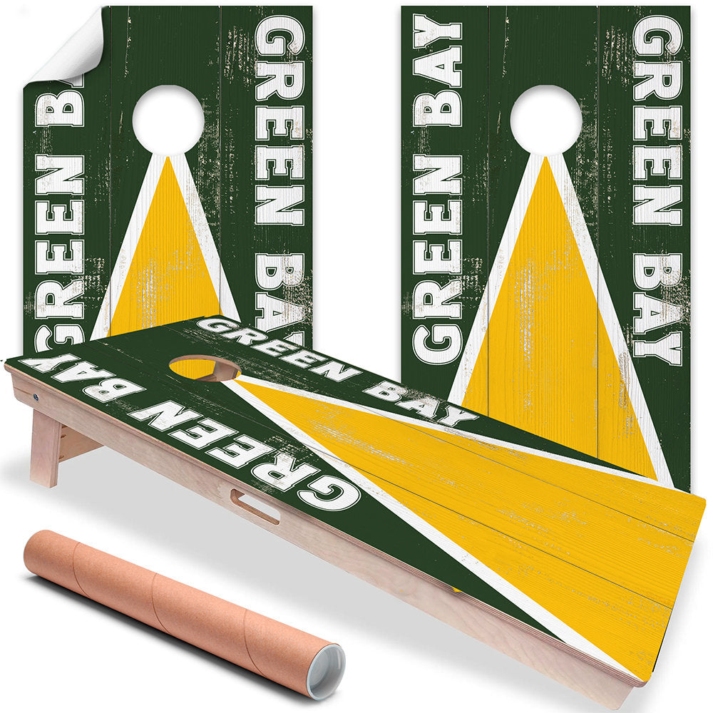 Cornhole Board Wraps and Decals for Boards Set of 2 Skins Professional Vinyl Covers Sticker - Green Bay Football Tailgating Decal