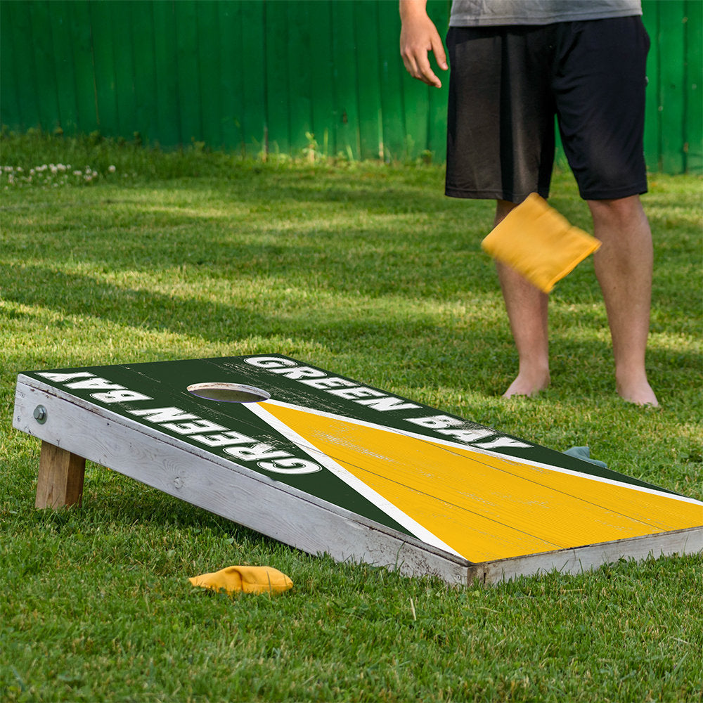Cornhole Board Wraps and Decals for Boards Set of 2 Skins Professional Vinyl Covers Sticker - Green Bay Football Tailgating Decal