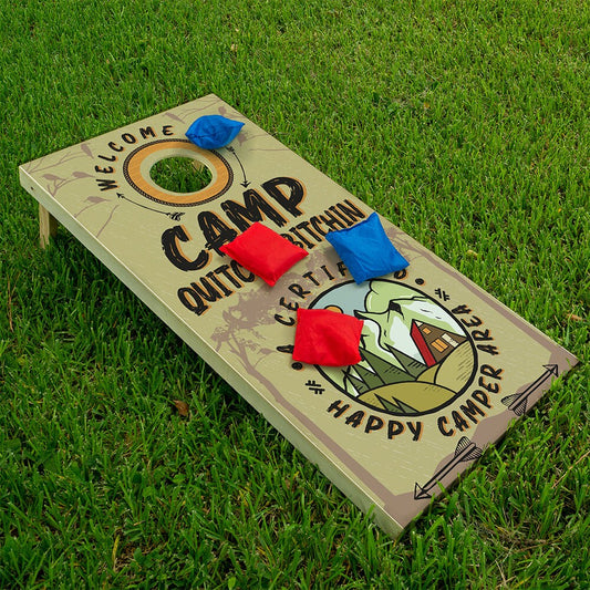 Cornhole Board Wraps and Decal for Board Set of 2 Skins Professional Vinyl Covers Sticker-Camp Quitcherbitchin Cabin Camping Lakehouse Decal
